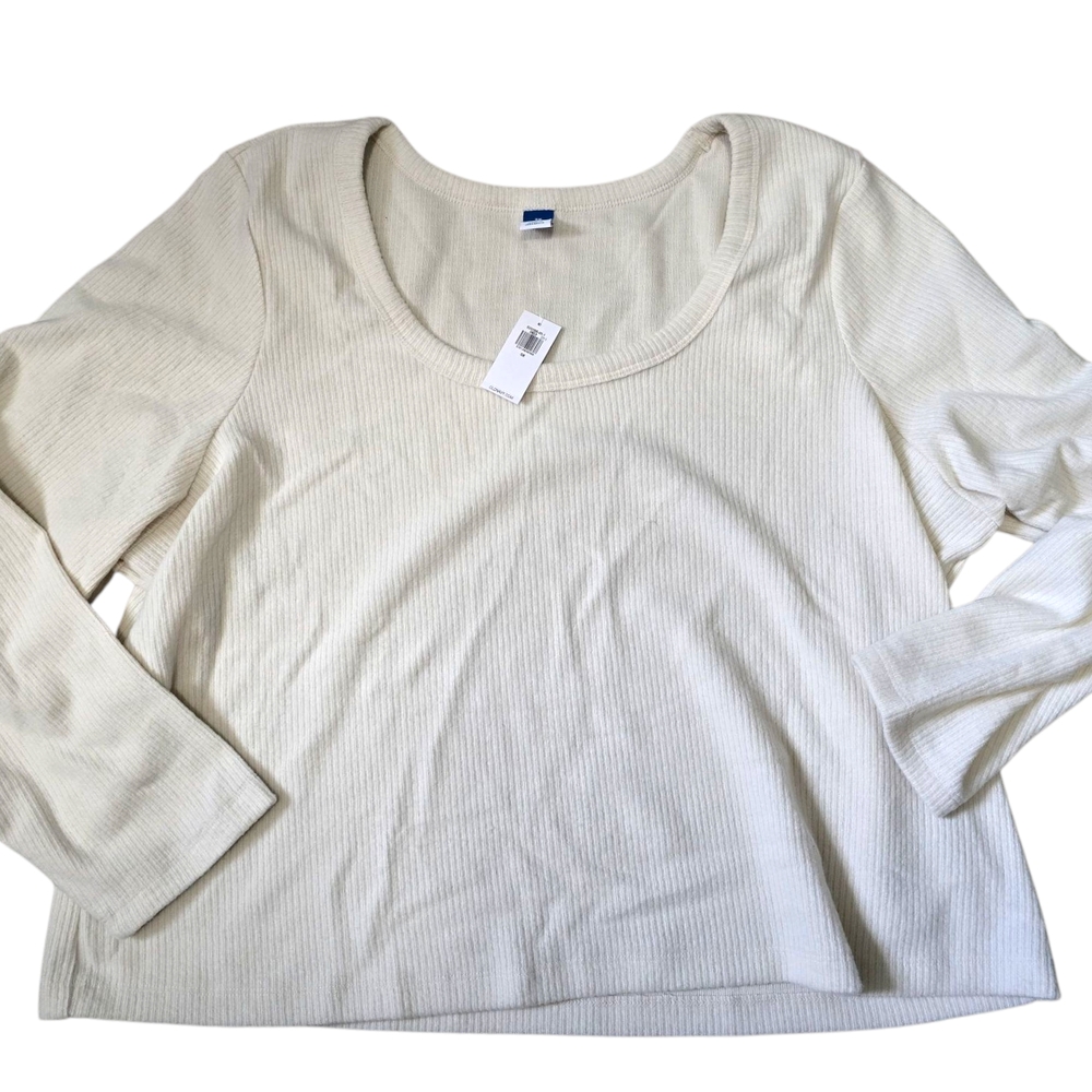 New With Tags Women's Size 3XL Old Navy Ribbed Cream Long Sleeve Sweater Cute